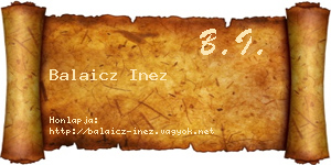 Balaicz Inez névjegykártya